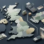 Editorial illustration separating Great Britain and Northern Ireland within a UK gambling regulation context